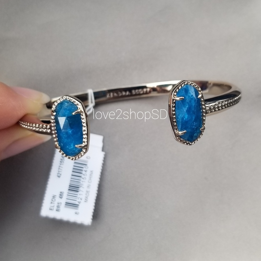 Kendra Scott Aqua Apatite Elton gold cuff bracelet NWT